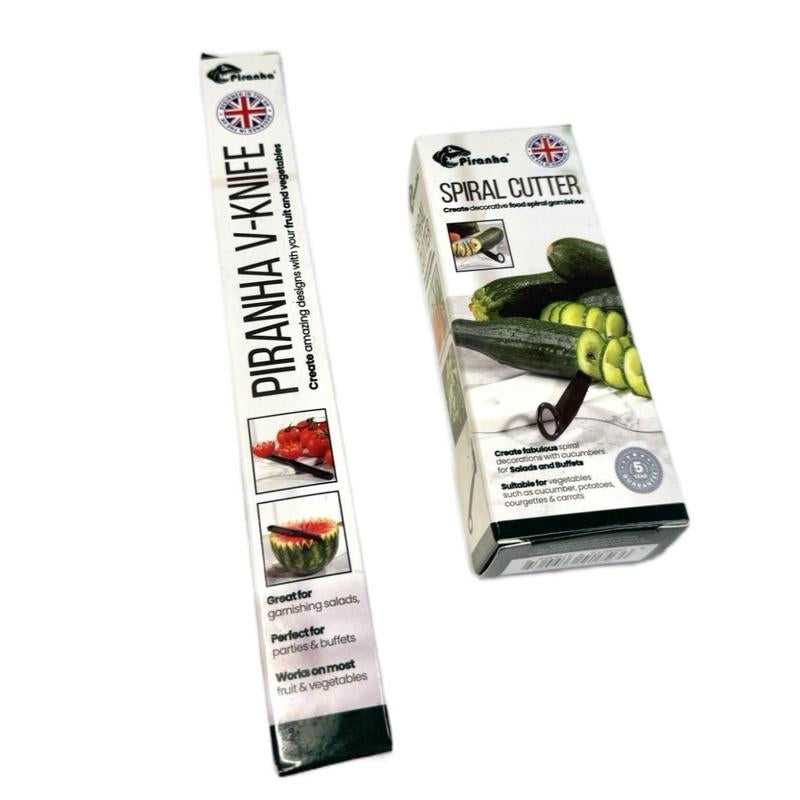 Piranha Spiral and V Tool Duo for Decorating Vegetables and Fruits